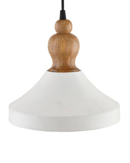 Parker Metal Wood Pendant Light, White Metal Natural Hanging Ceiling Light