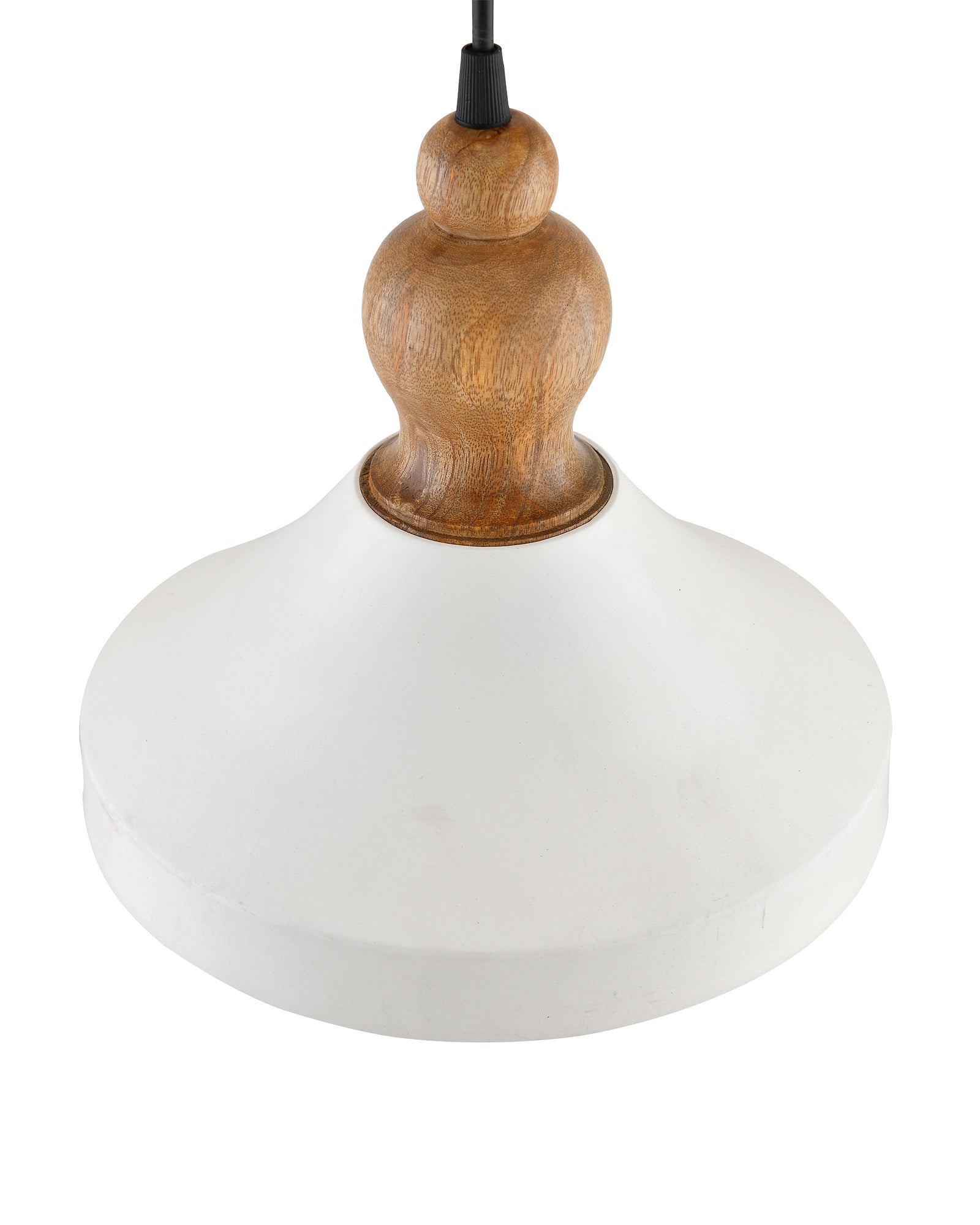 Parker Metal Wood Pendant Light, White Metal Natural Hanging Ceiling Light