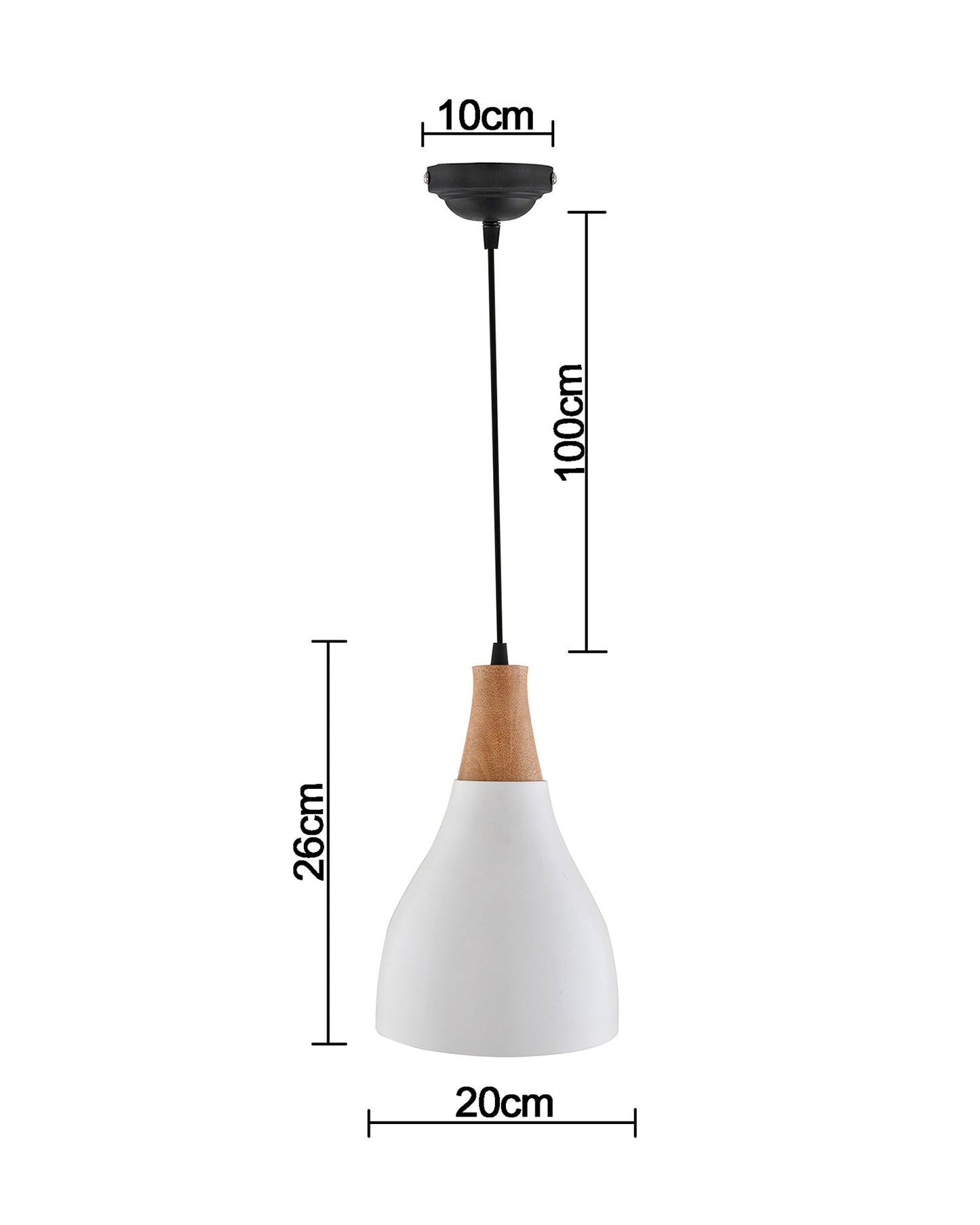 Croft Metal Wood Pendant Light, White Metal Natural Hanging Ceiling Light