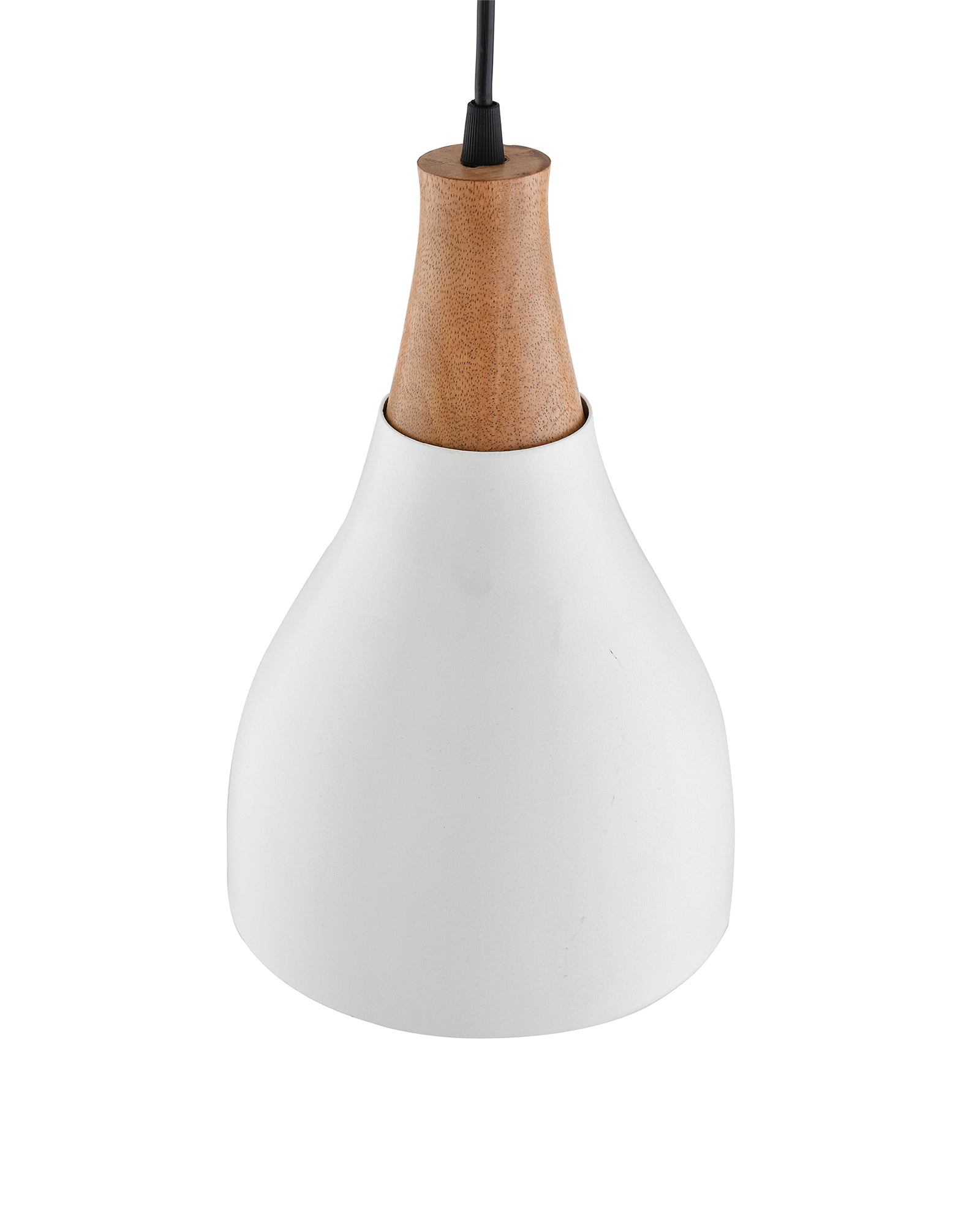 Croft Metal Wood Pendant Light, White Metal Natural Hanging Ceiling Light