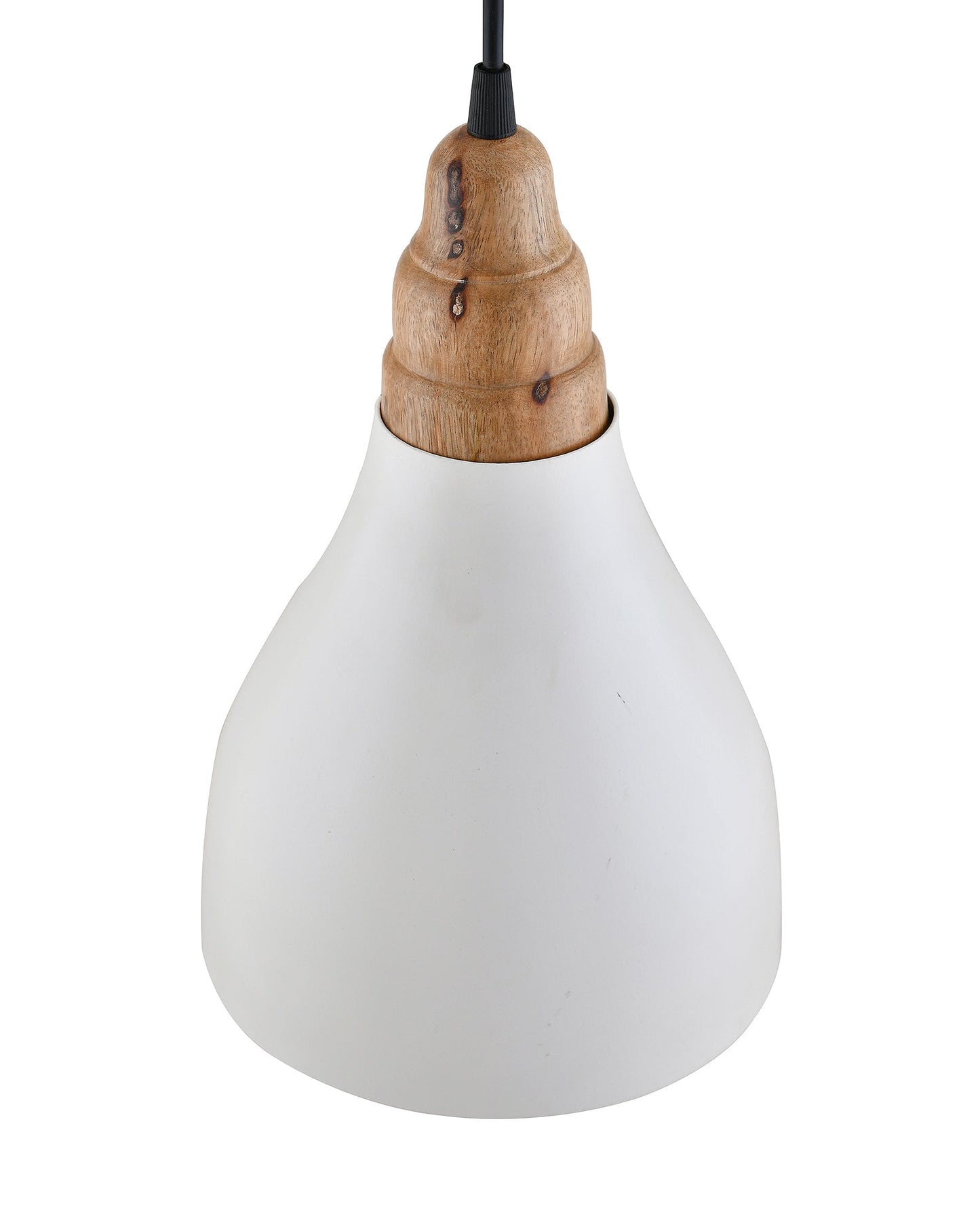 Croft Metal Wood Pendant Light, White Metal Natural Hanging Ceiling Light