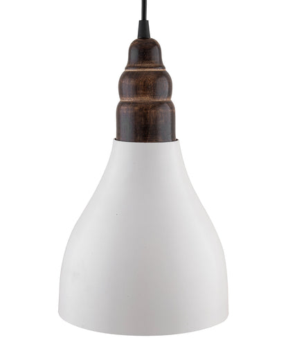 Croft Metal Wood Pendant Light, White Metal Antique Black Hanging Ceiling Light