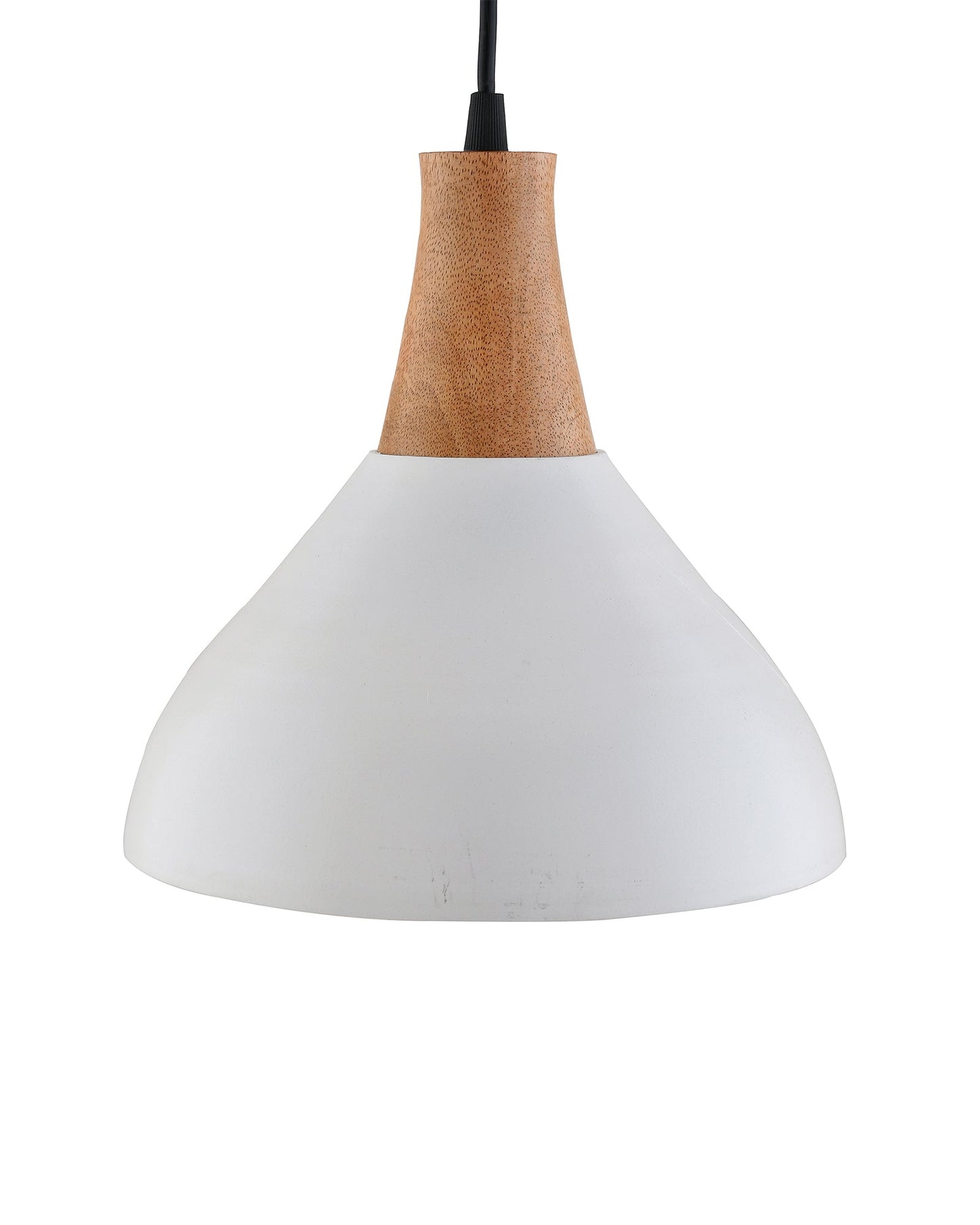Nate Metal Wood Pendant Light, White Metal Natural Hanging Ceiling Light