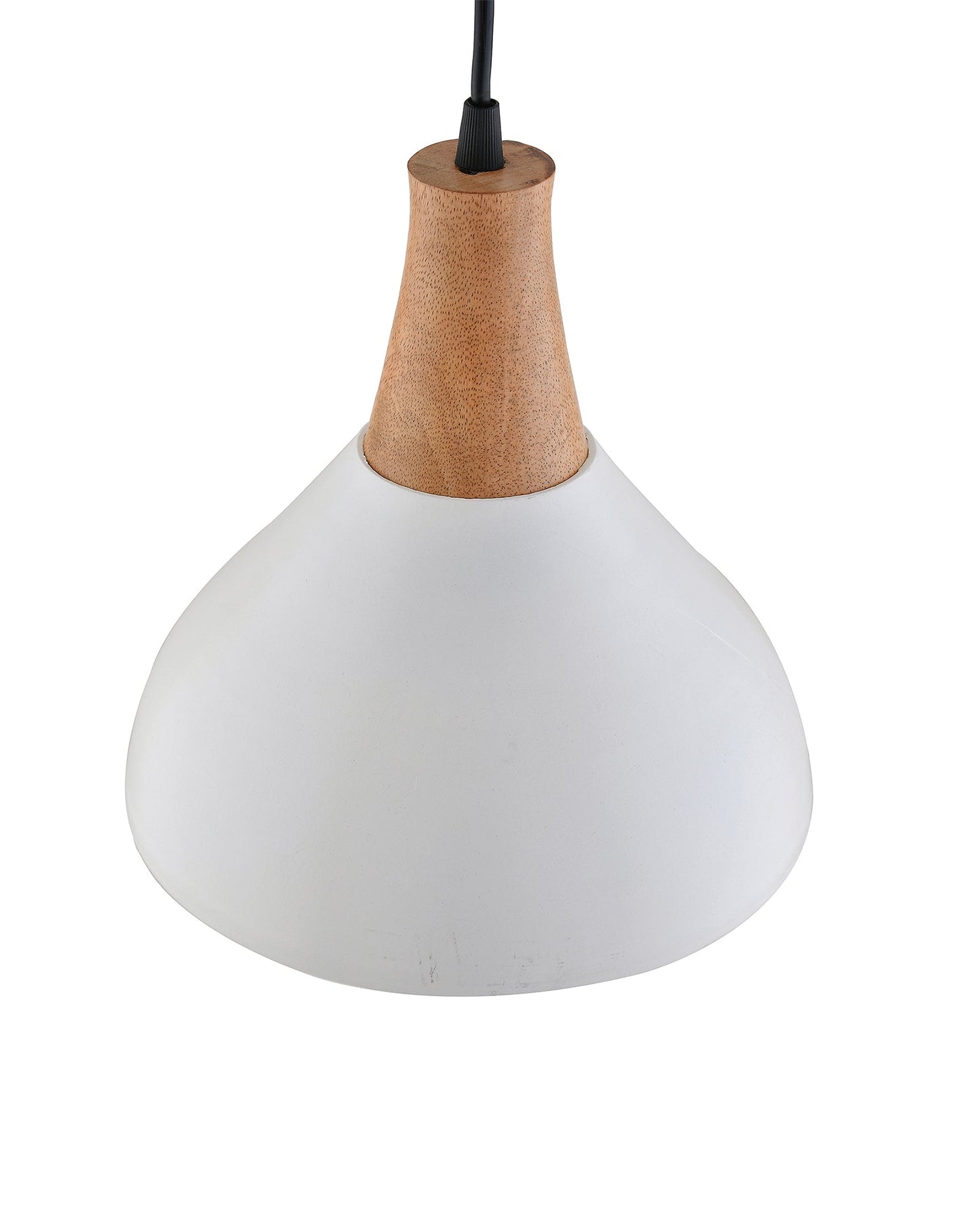 Nate Metal Wood Pendant Light, White Metal Natural Hanging Ceiling Light