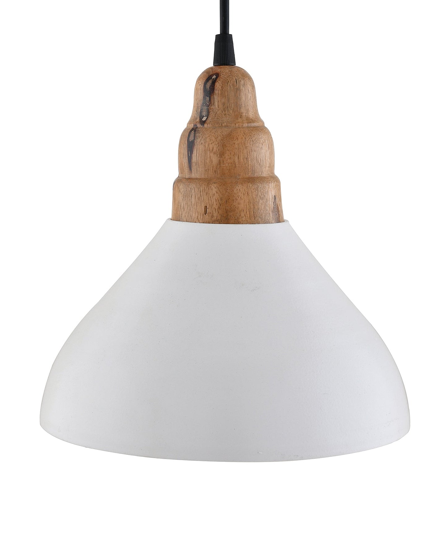 Nate Metal Wood Pendant Light, White Metal Natural Hanging Ceiling Light