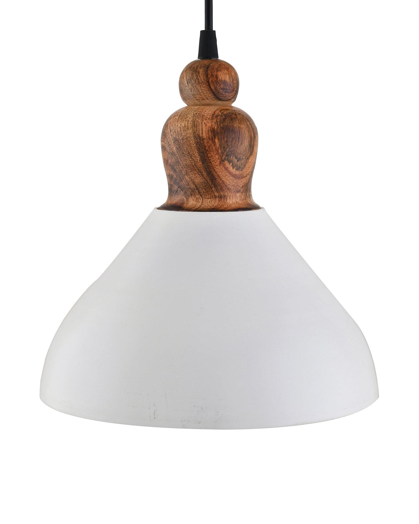 Nate Metal Wood Pendant Light, White Metal Natural Hanging Ceiling Light