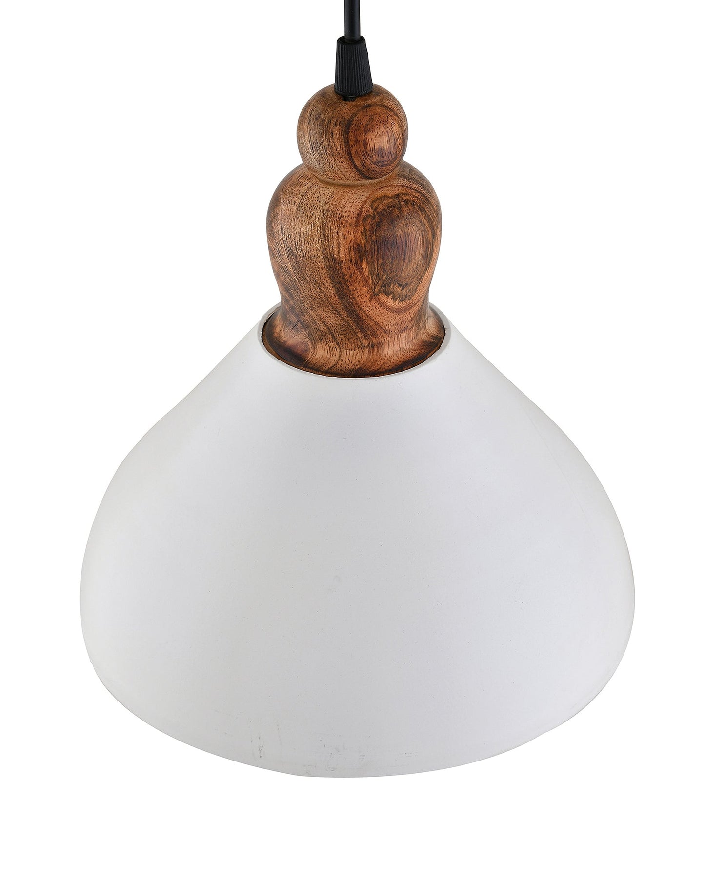 Nate Metal Wood Pendant Light, White Metal Natural Hanging Ceiling Light