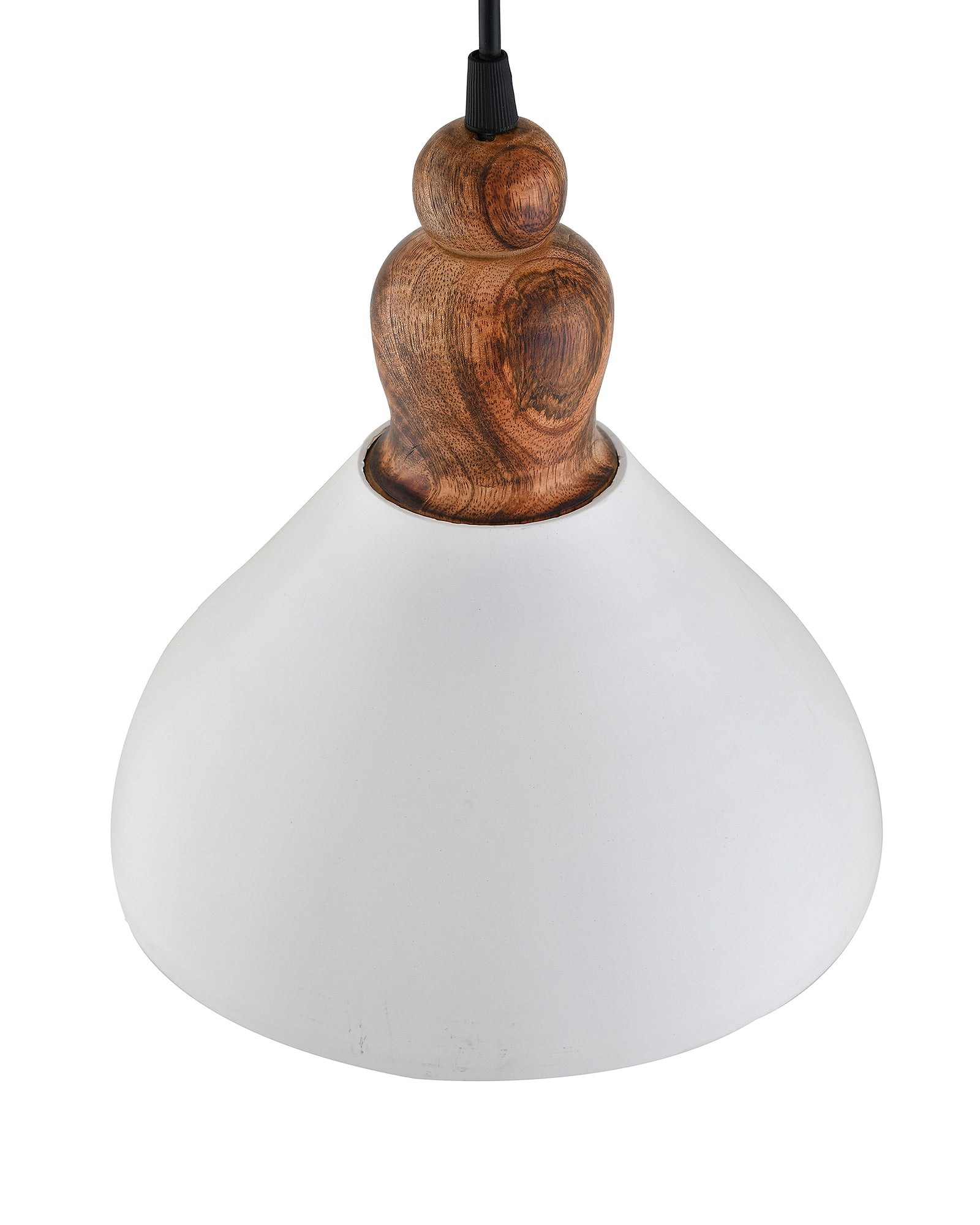 Nate Metal Wood Pendant Light, White Metal Natural Hanging Ceiling Light