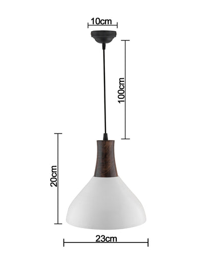 Nate Metal Wood Pendant Light, White Metal Antique Black Hanging Ceiling Light