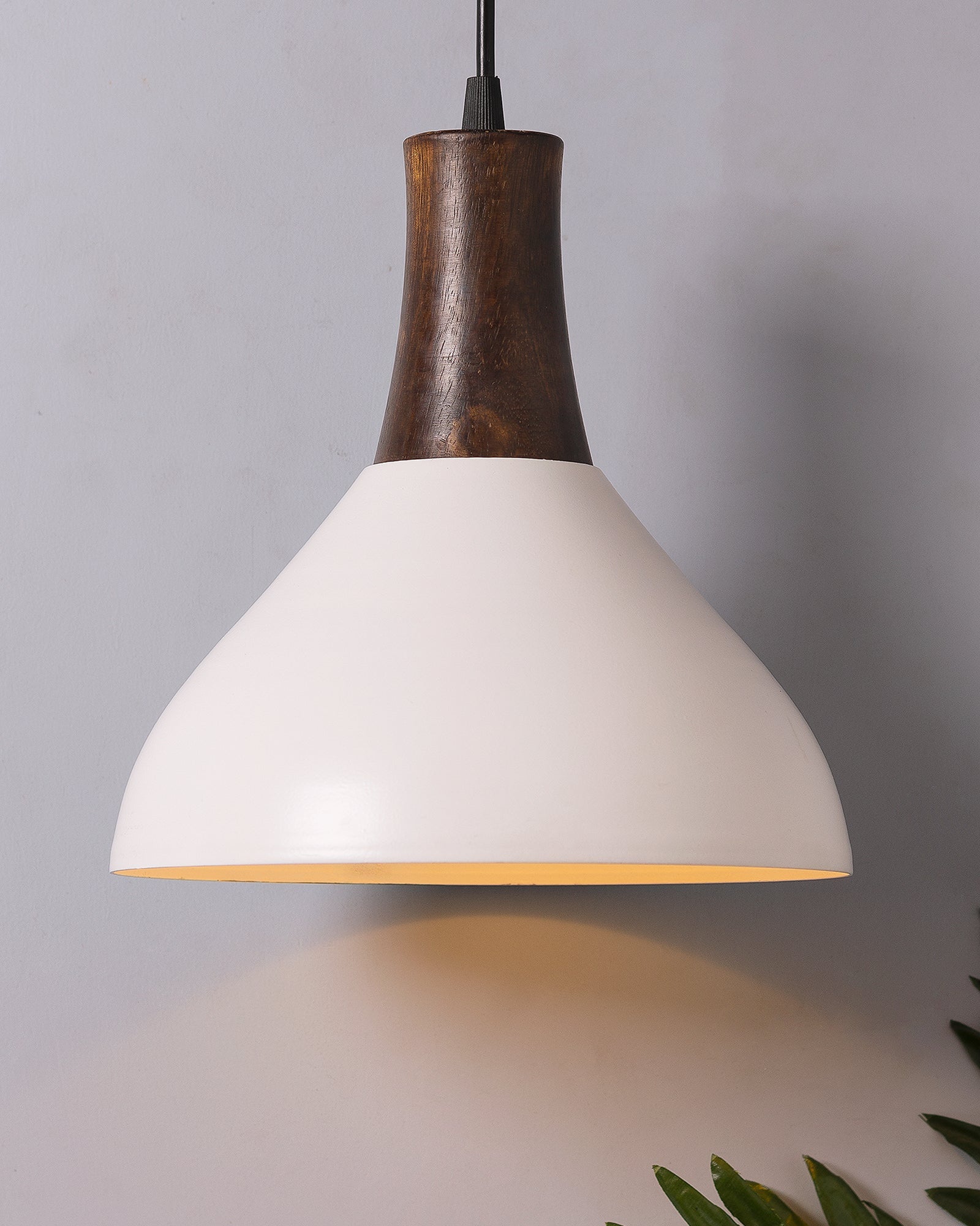 Nate Metal Wood Pendant Light, White Metal Antique Black Hanging Ceiling Light