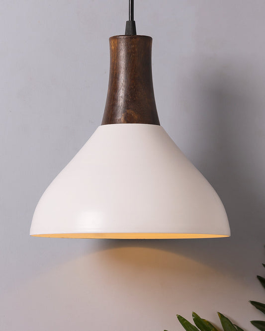 Nate Metal Wood Pendant Light, White Metal Antique Black Hanging Ceiling Light