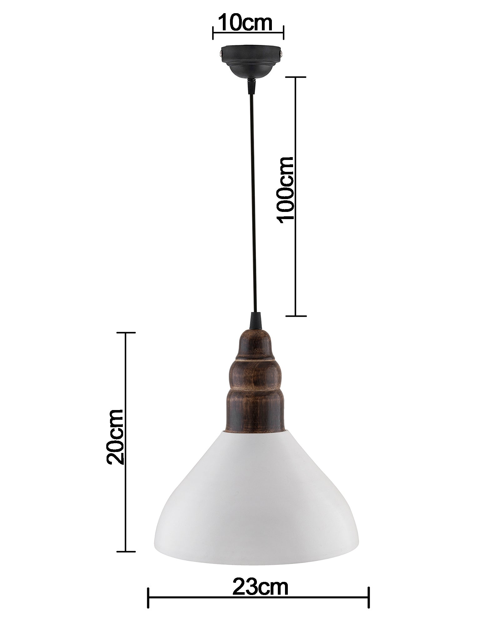 Nate Metal Wood Pendant Light, White Metal Natural Hanging Ceiling Light