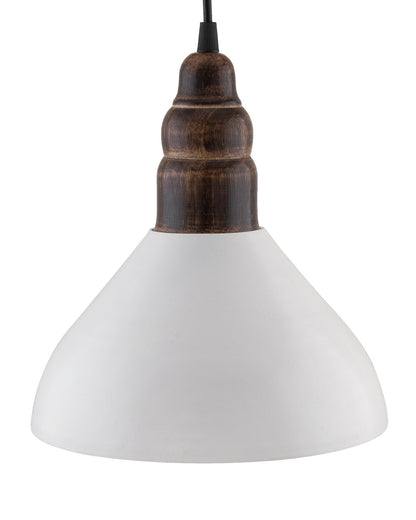 Nate Metal Wood Pendant Light, White Metal Antique Black Hanging Ceiling Light