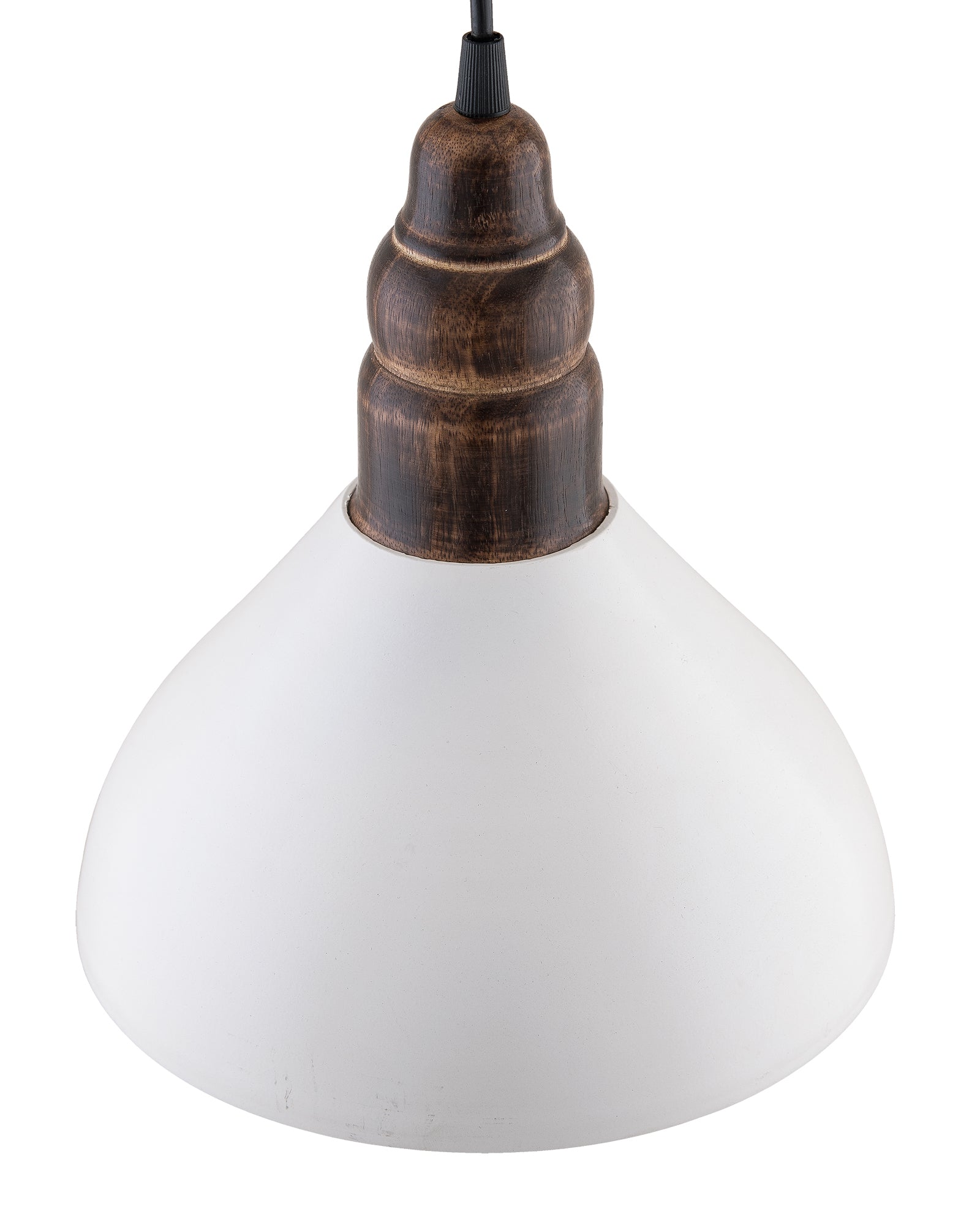 Nate Metal Wood Pendant Light, White Metal Antique Black Hanging Ceiling Light