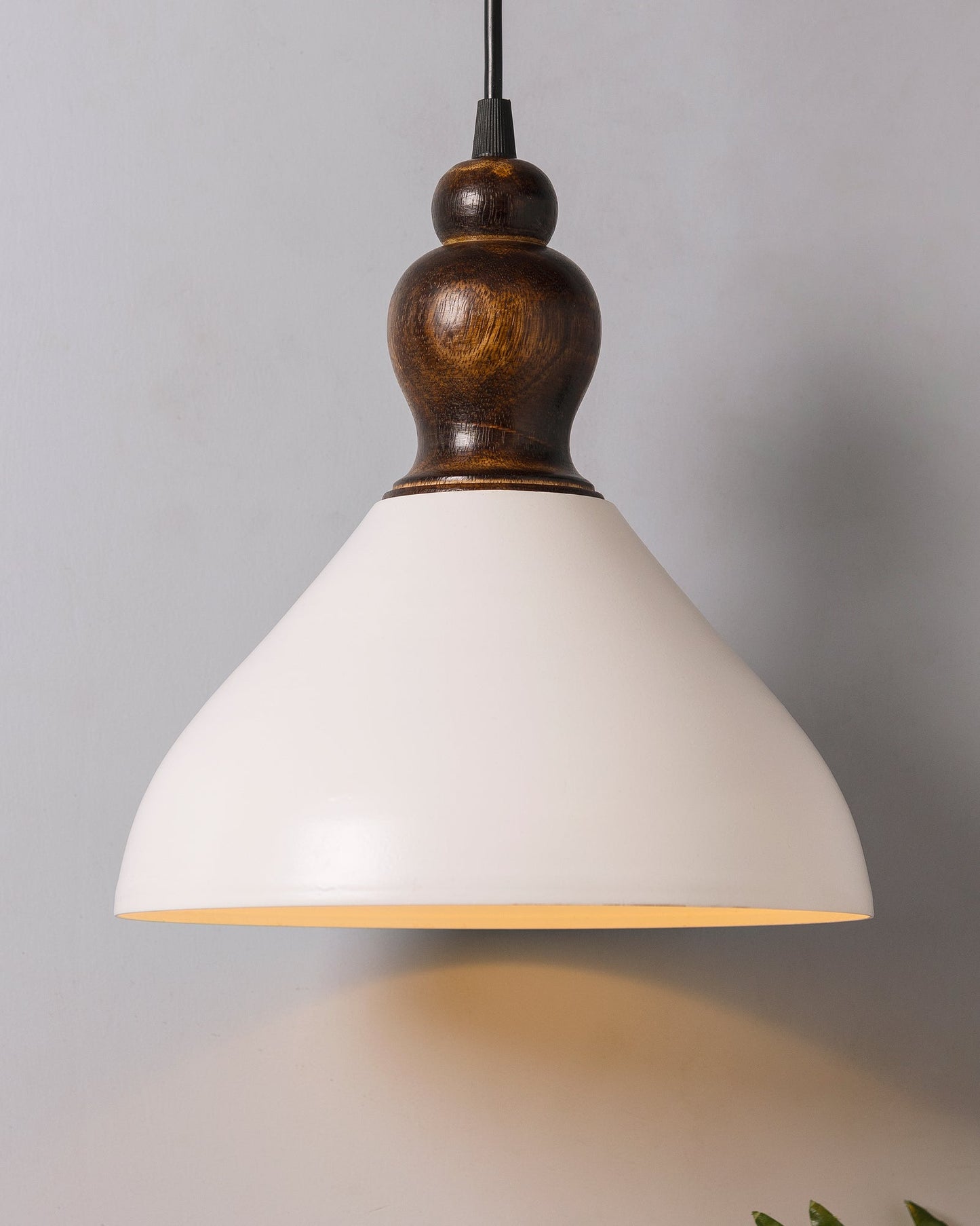 Nate Metal Wood Pendant Light, White Metal Antique Black Hanging Ceiling Light