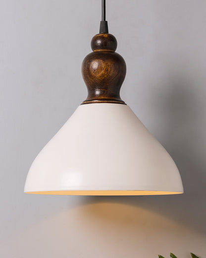 Nate Metal Wood Pendant Light, White Metal Antique Black Hanging Ceiling Light