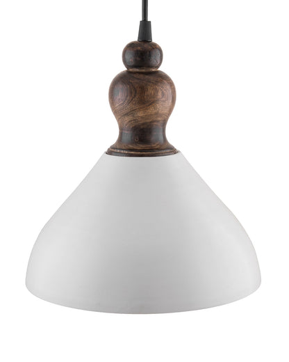 Nate Metal Wood Pendant Light, White Metal Antique Black Hanging Ceiling Light