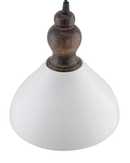 Nate Metal Wood Pendant Light, White Metal Antique Black Hanging Ceiling Light