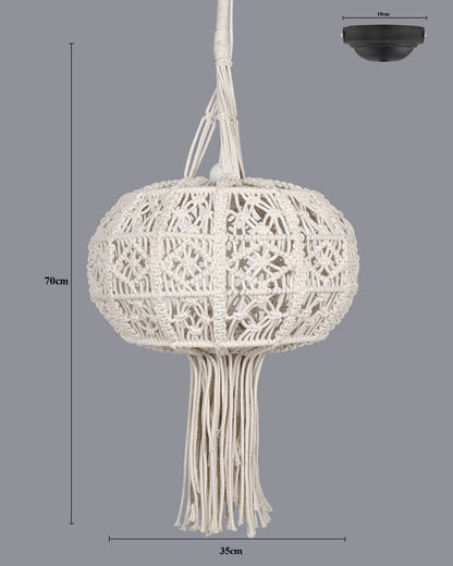 Farmhouse Hand-Woven Chandelier Hanging Lamp,Boho Drum Pendant Modern Lampshade for Decor