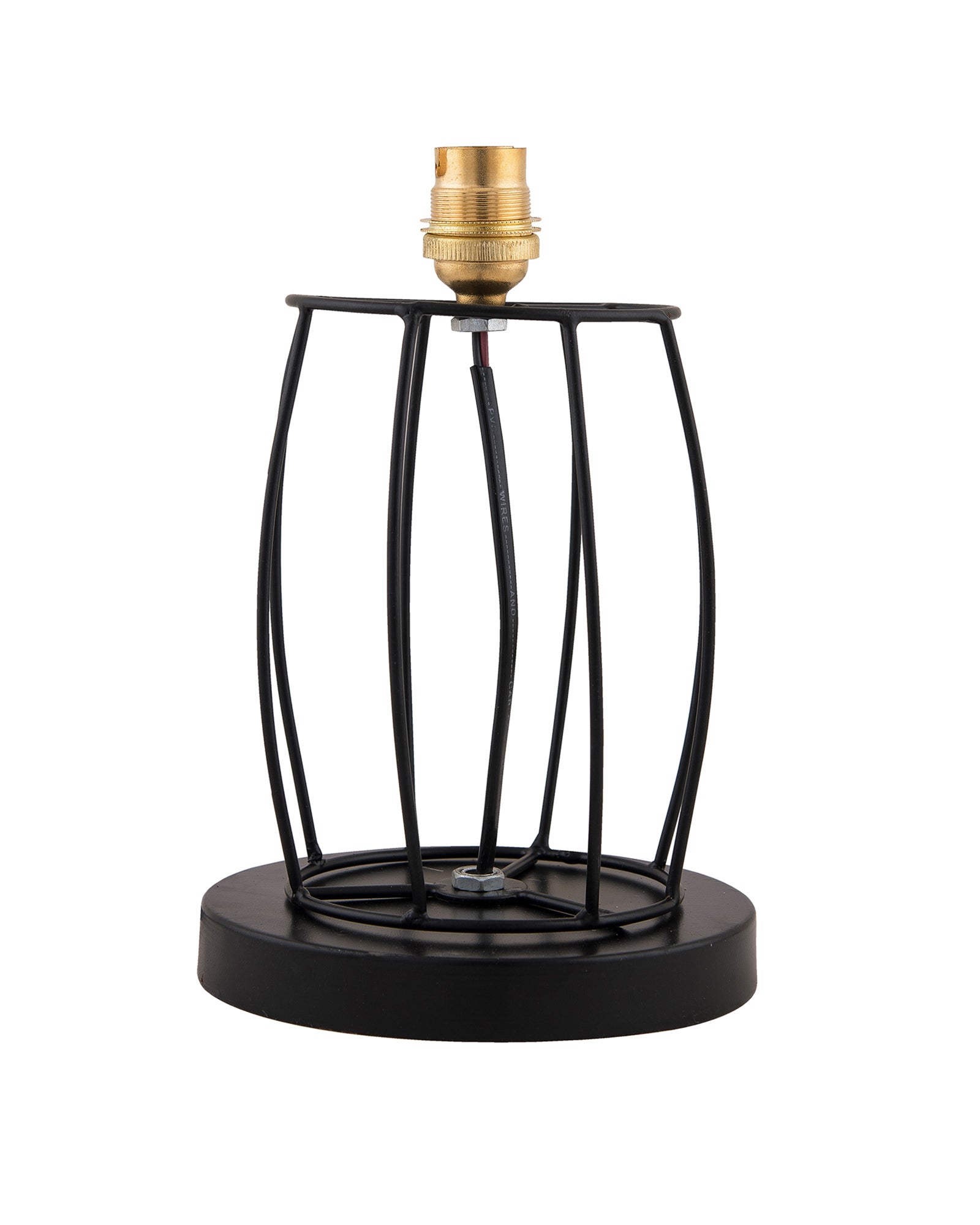 Modern Table Lamp, Metal Wire Cage Base with Long Fabric Cone Shape Lampshade for Home Office Cafe Restaurant