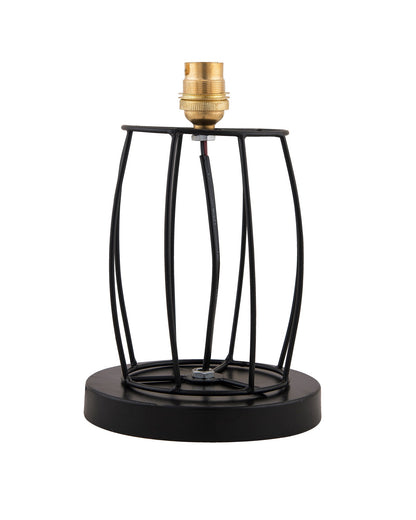 Modern Table Lamp, Metal Wire Cage Base with Long Fabric Cone Shape Lampshade for Home Office Cafe Restaurant