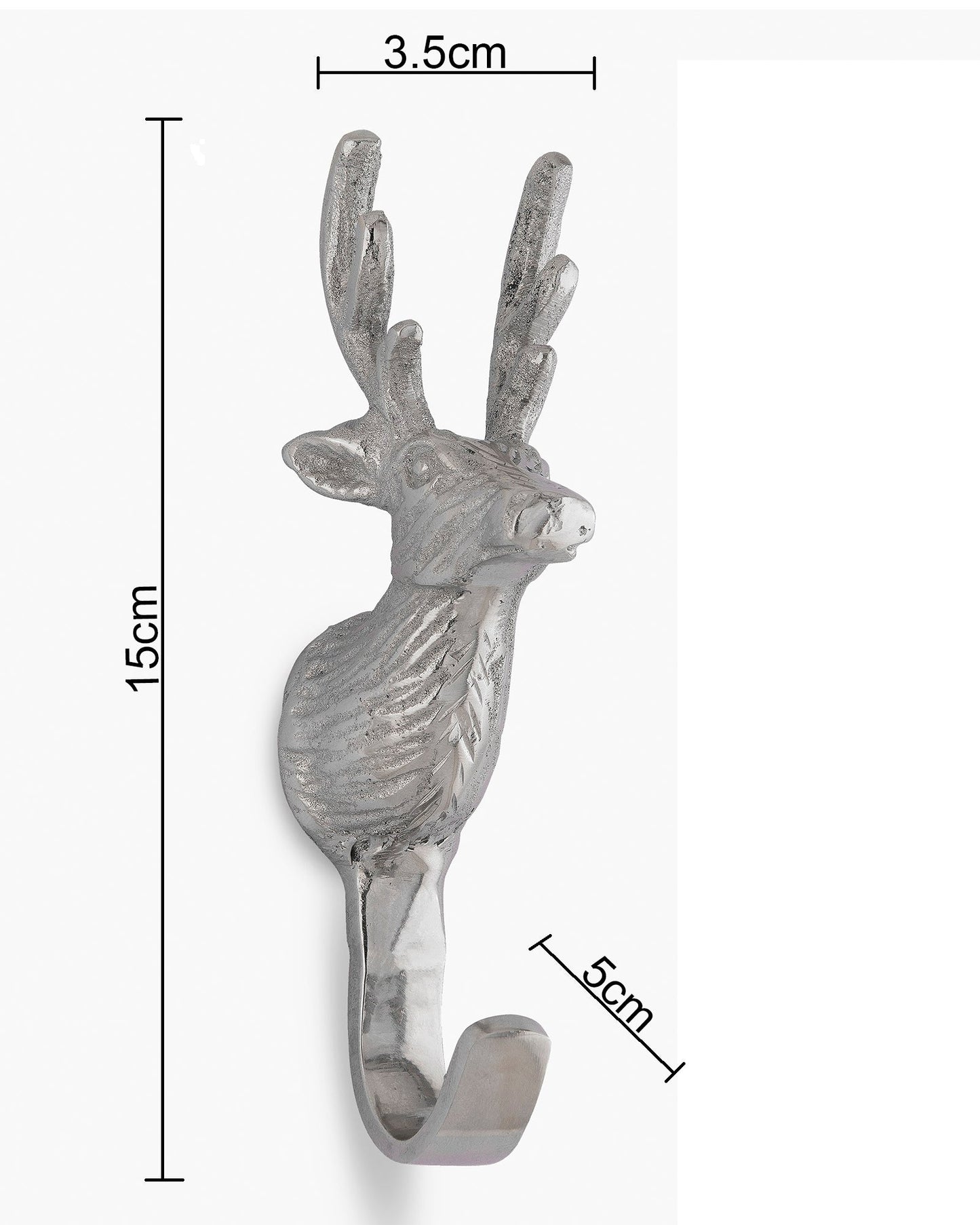 Handmade Deer Head Wall Hook Decorative - Antique Aluminium Wall Mounted Utility Hooks - Large Decorative heavy Duty Hooks For Mounting, Set of 2