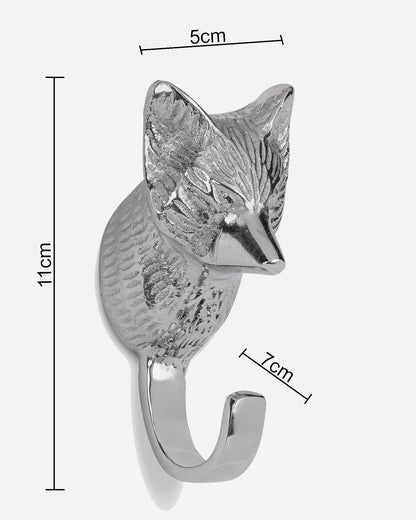 Handmade Fox Head Wall Hook Decorative - Antique Aluminium Wall Mounted Utility Hooks - Large Decorative heavy Duty Hooks For Mounting, Set of 2