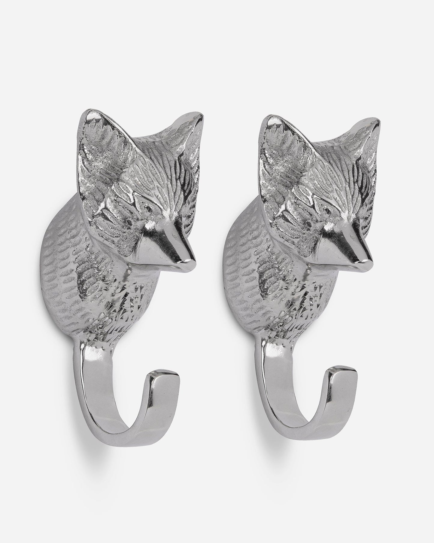 Handmade Fox Head Wall Hook Decorative - Antique Aluminium Wall Mounted Utility Hooks - Large Decorative heavy Duty Hooks For Mounting, Set of 2