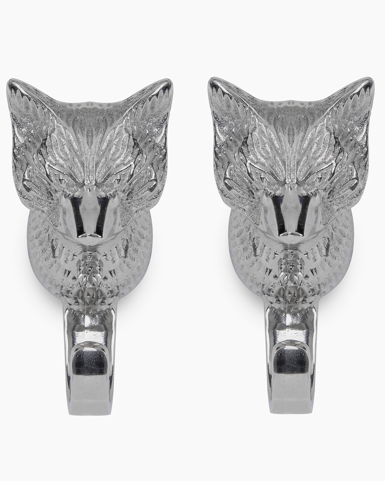 Handmade Fox Head Wall Hook Decorative - Antique Aluminium Wall Mounted Utility Hooks - Large Decorative heavy Duty Hooks For Mounting, Set of 2