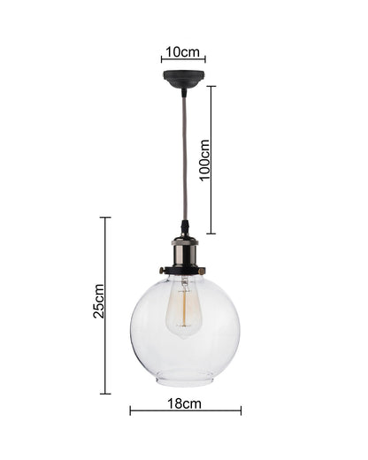 Industrial Kitchen Glass Globe Pendant Light , Antique Filament Hanging Ceiling Fixture, Nickel