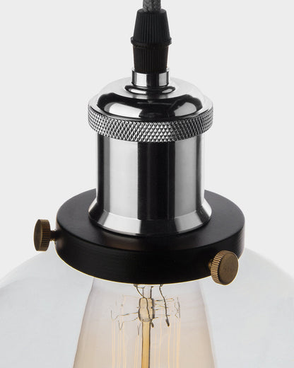 Industrial Kitchen Glass Globe Pendant Light , Antique Filament Hanging Ceiling Fixture, Nickel
