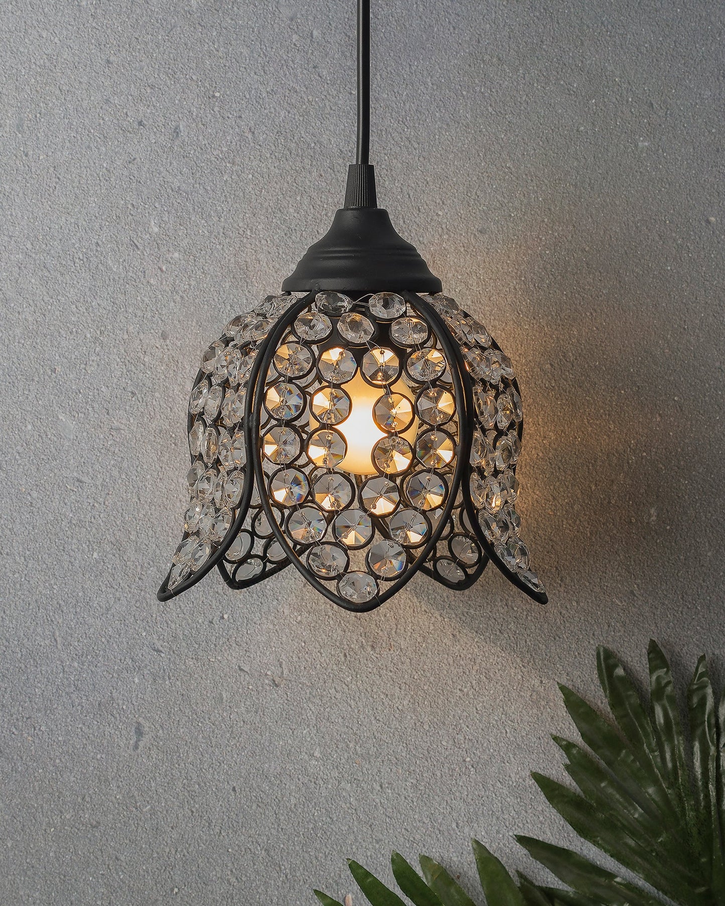 Crystal Hanging Lotus Pendant Light