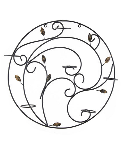 Round Wall Tealight Holder with Leafy Touch, Wall Decor Candle Stand