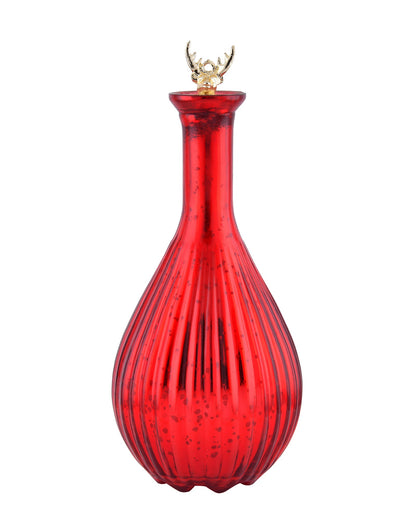 Mercury Red Ovoid Bottle Copper Star String Lights , Warm White LED Fairy Lights
