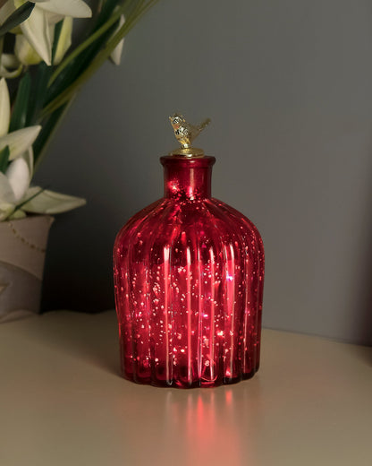 Mercury Red Flat Base Bottle Copper Star String Lights , Warm White LED Fairy Lights