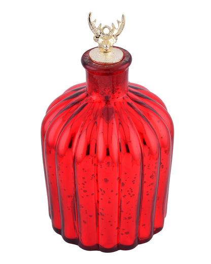 Mercury Red Flat Base Bottle Copper Star String Lights , Warm White LED Fairy Lights