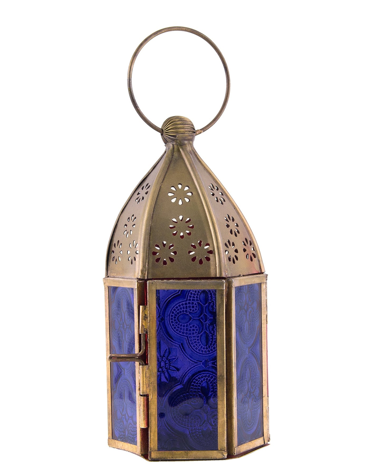 Metal Decorative Antique Brass Finish Moroccan Lantern Candle Holder, Set of 2, Tealight Hanging Home Office Decor