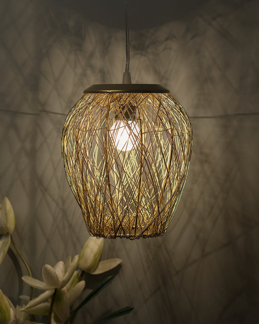 Hanging Golden Steel Wire Mesh Pendant, hanging light, lamp