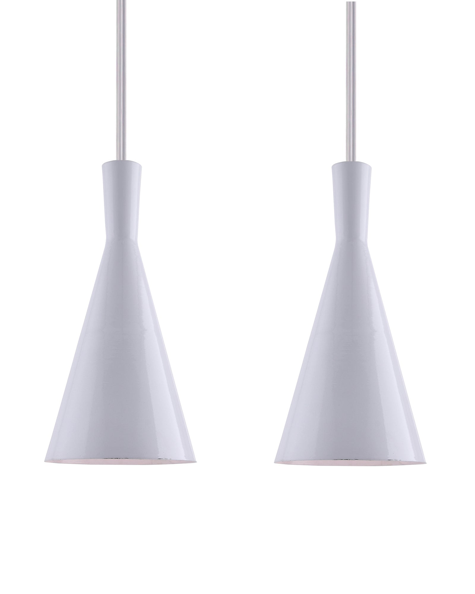 E26/E27 Single Head Metal Shade Pendant Vintage Hanging Ceiling Light, White Set of 2