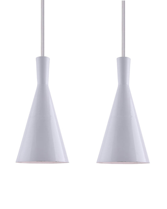 E26/E27 Single Head Metal Shade Pendant Vintage Hanging Ceiling Light, White Set of 2