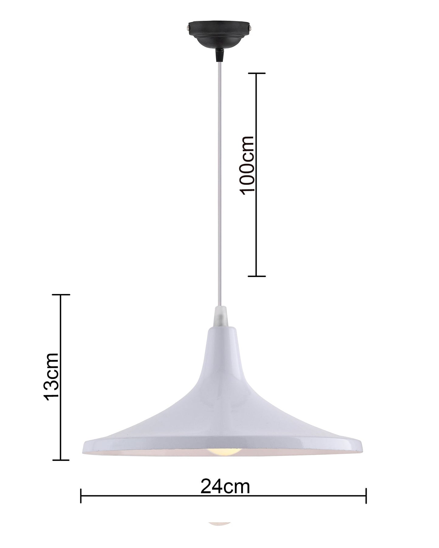 E26/E27 Single Head Metal Shade Pendant Vintage Hanging Ceiling Light, White Set of 2