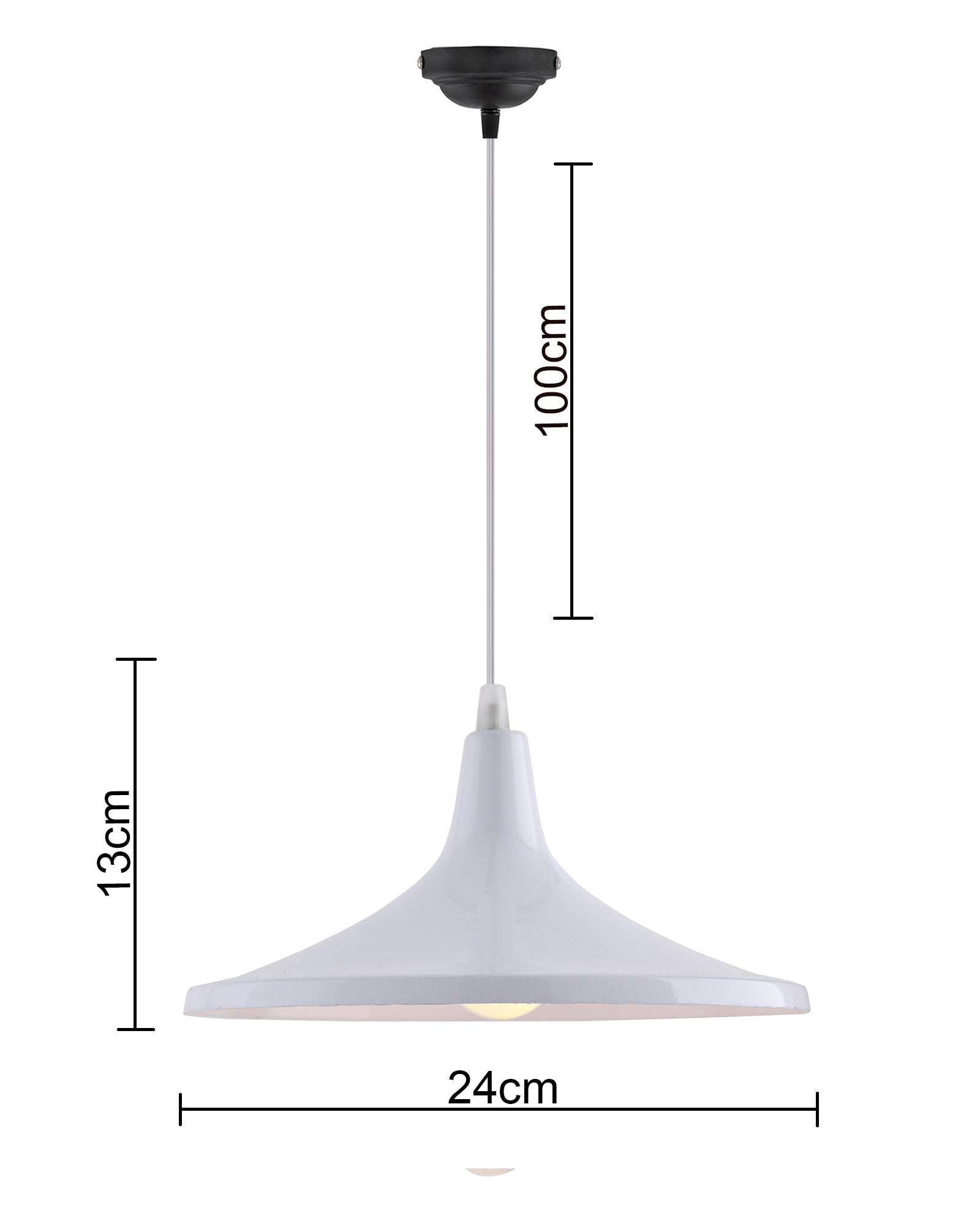 E26/E27 Single Head Metal Shade Pendant Vintage Hanging Ceiling Light, White Set of 2