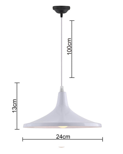 E26/E27 Single Head Metal Shade Pendant Vintage Hanging Ceiling Light, White Set of 2