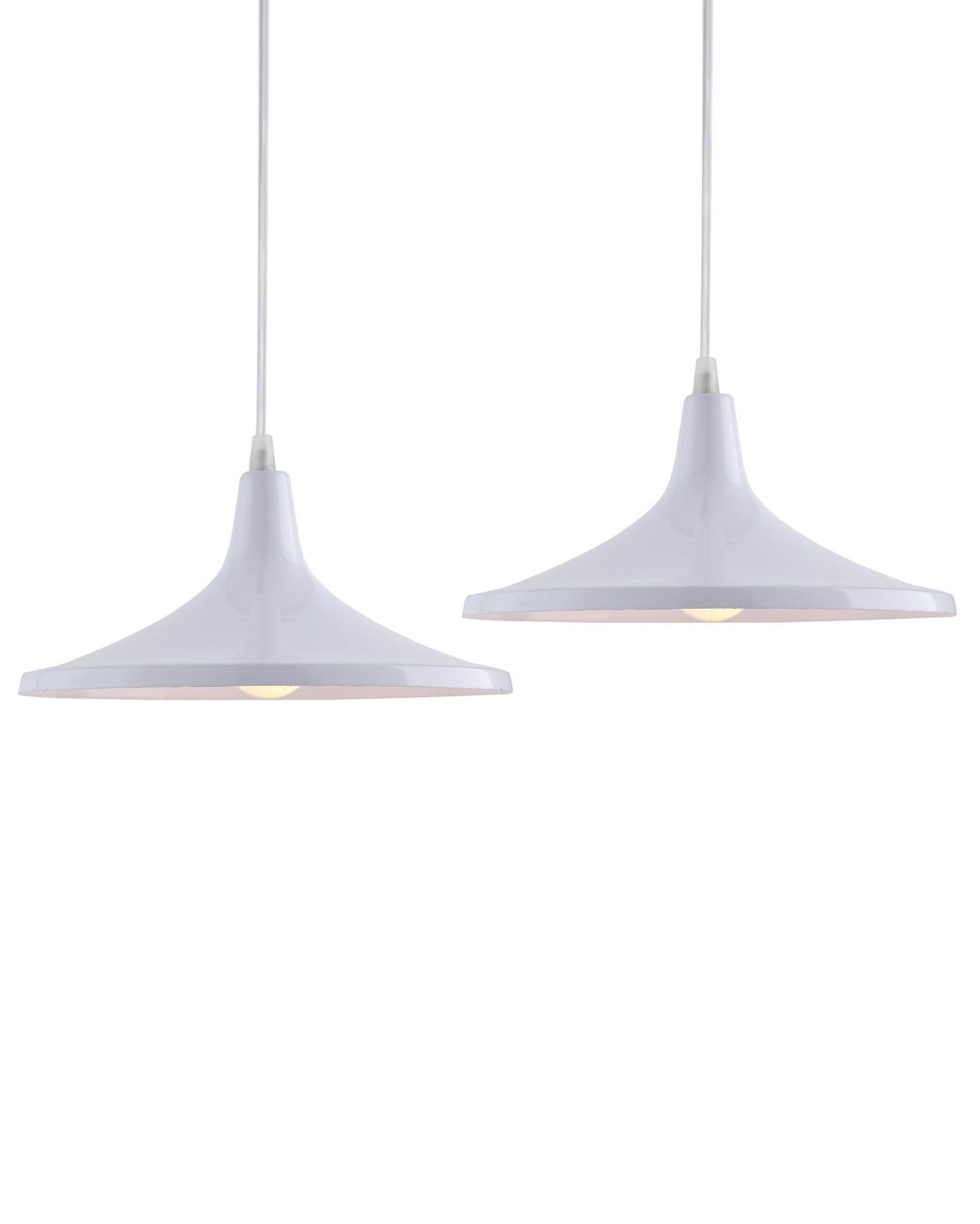 E26/E27 Single Head Metal Shade Pendant Vintage Hanging Ceiling Light, White Set of 2