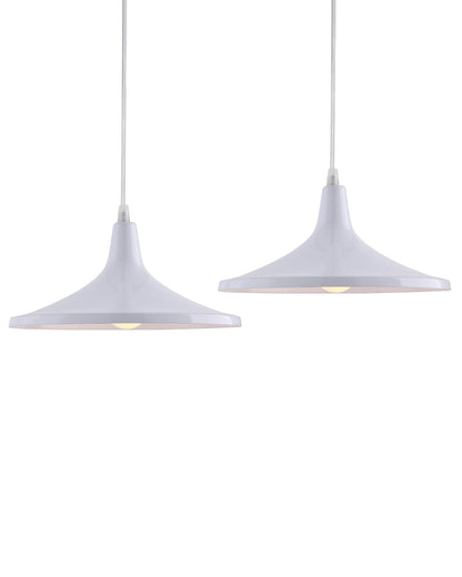 E26/E27 Single Head Metal Shade Pendant Vintage Hanging Ceiling Light, White Set of 2