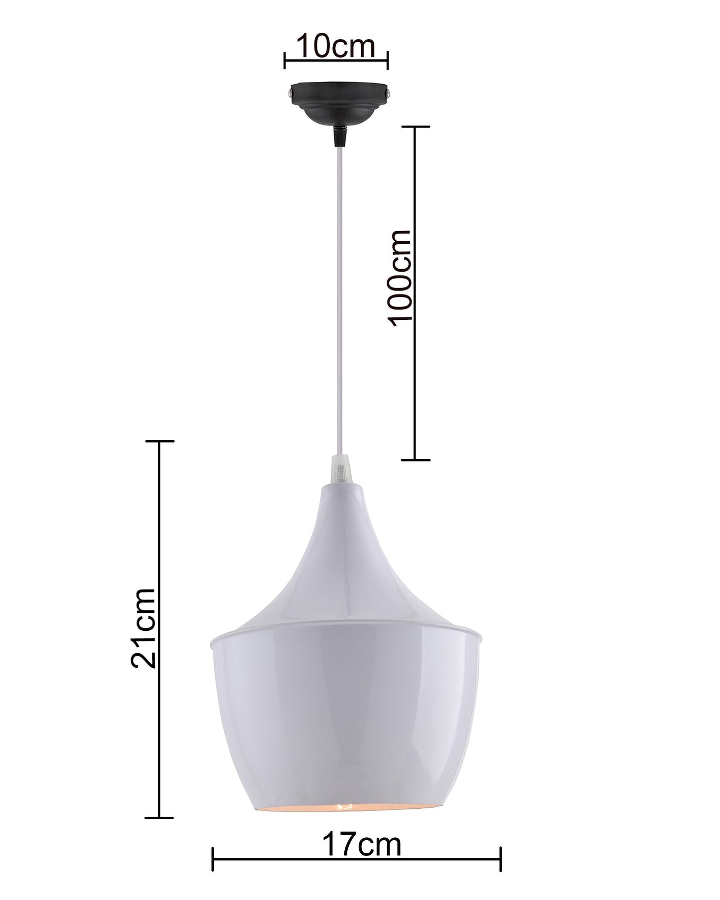 E26/E27 Single Head Metal Shade Pendant Vintage Hanging Ceiling Light, White Set of 2