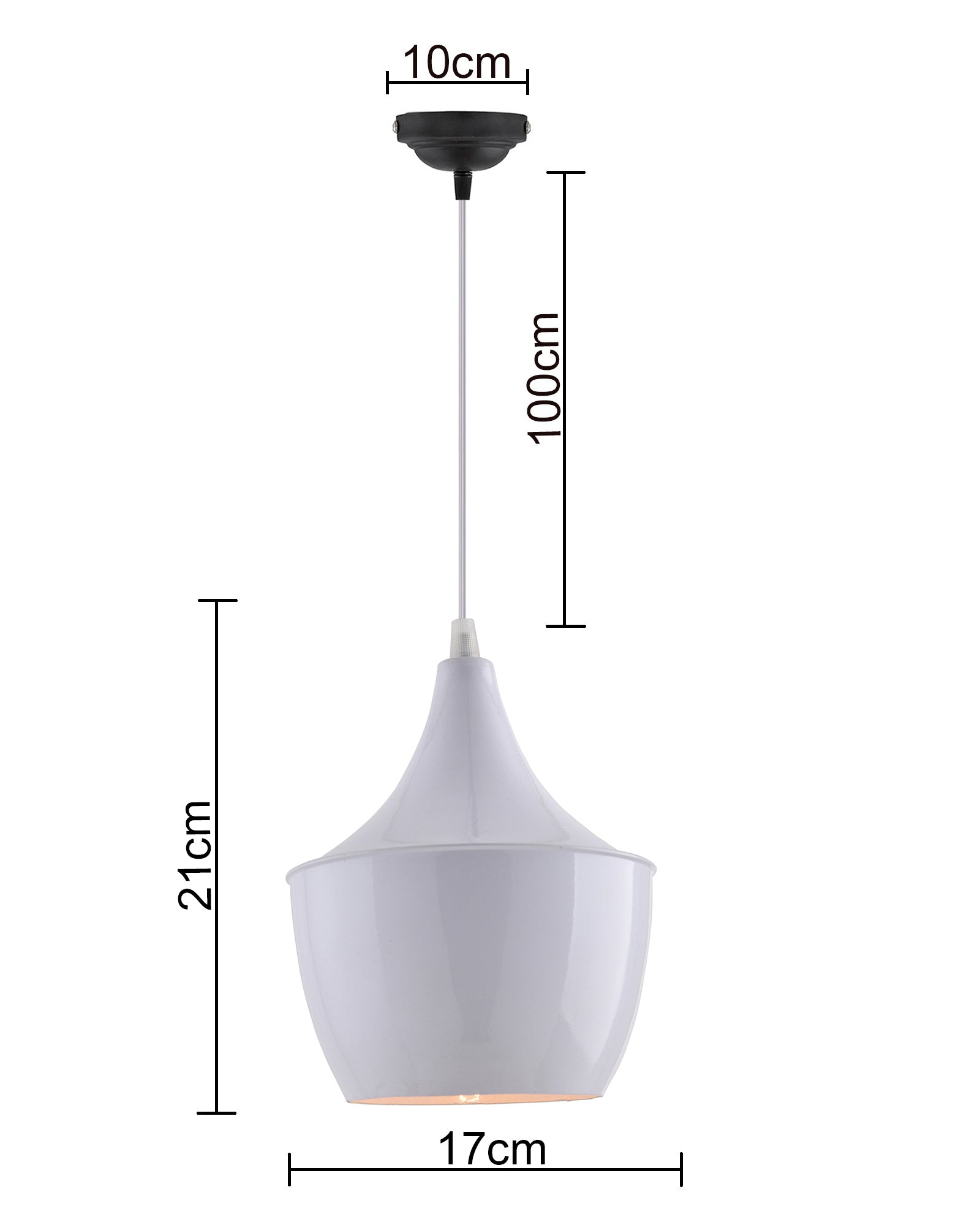 E26/E27 Single Head Metal Shade Pendant Vintage Hanging Ceiling Light, White Set of 2