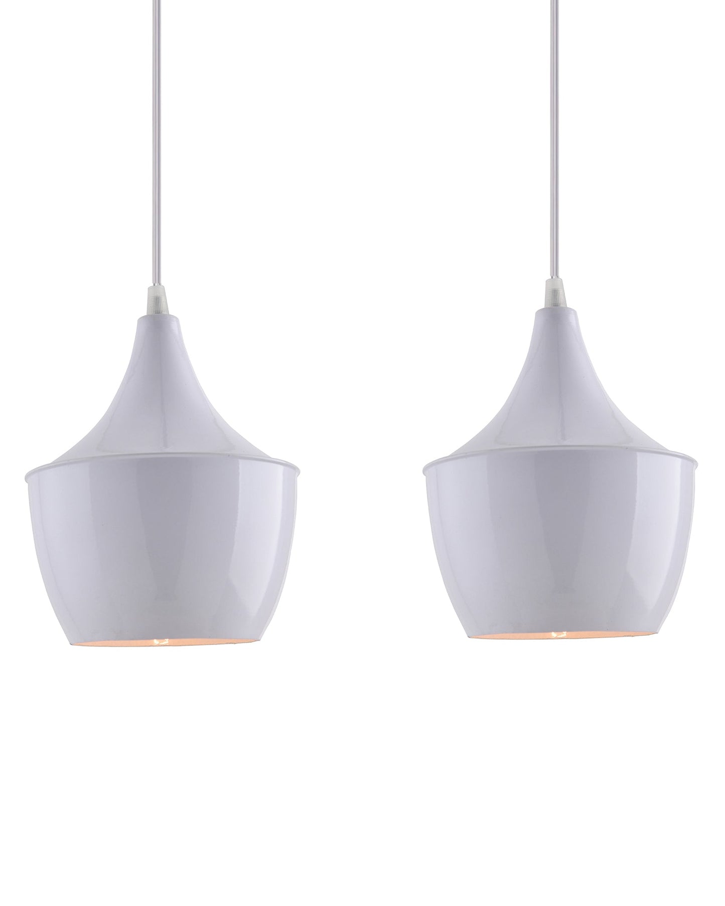E26/E27 Single Head Metal Shade Pendant Vintage Hanging Ceiling Light, White Set of 2