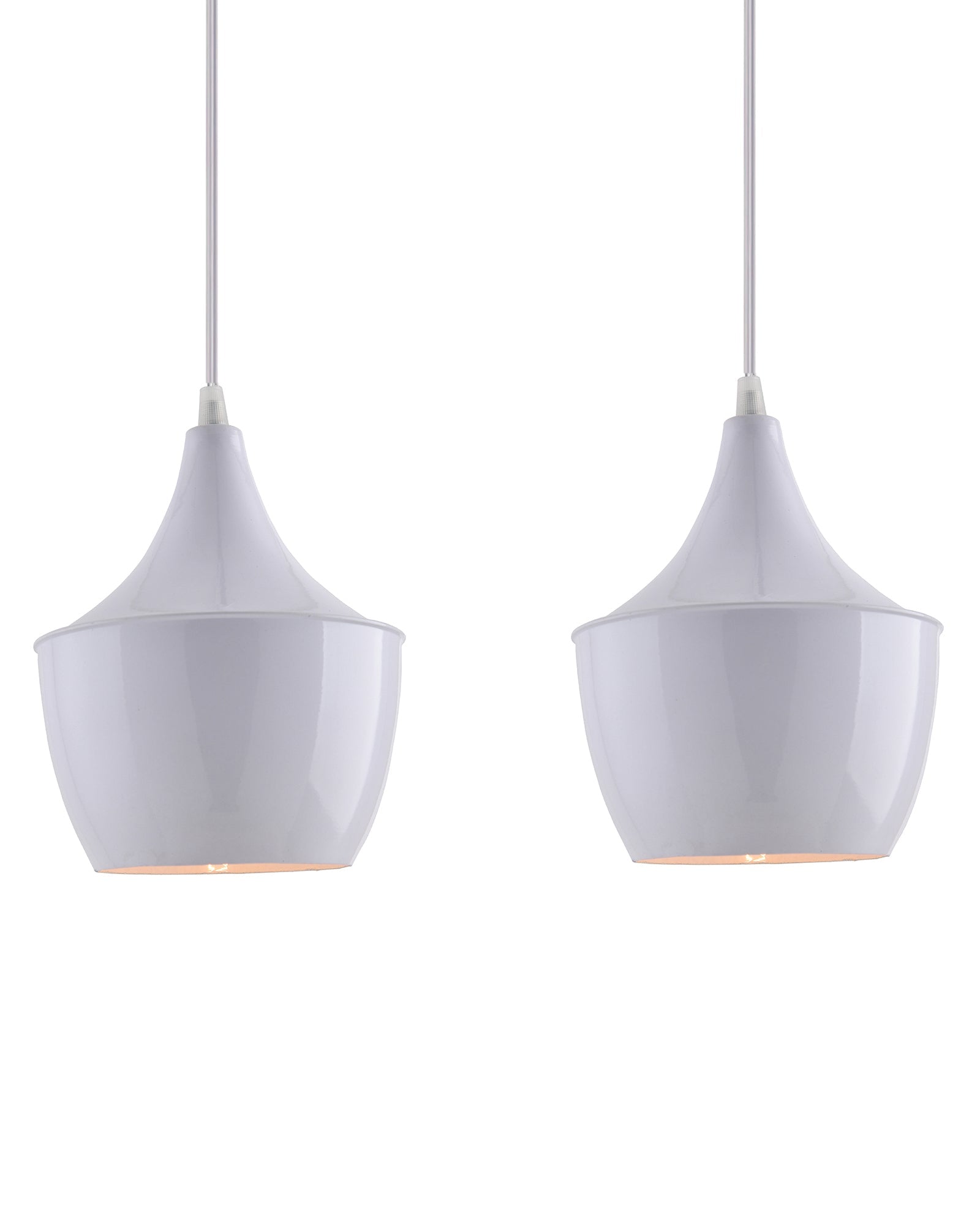 E26/E27 Single Head Metal Shade Pendant Vintage Hanging Ceiling Light, White Set of 2