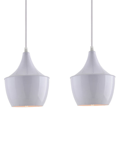 E26/E27 Single Head Metal Shade Pendant Vintage Hanging Ceiling Light, White Set of 2